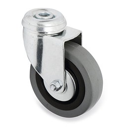 Q&Q Rueda Giratoria Jade Plus Aro de Goma Ø80 TP Zincado Placas Antihilo Doble Hilera de Bolas 60kg