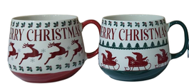 DKD Home Decor Taza Navidad Tradicional Rojo Verde Porcelana 10 x 9 x 13.5 cm (6 Unidades)