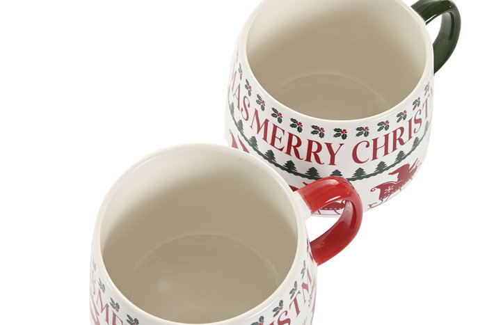 DKD Home Decor Taza Navidad Tradicional Rojo Verde Porcelana 10 x 9 x 13.5 cm (6 Unidades)