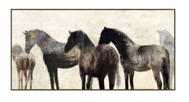 DKD Home Decor Cuadro Lienzo de Caballos Pintado a Mano 200x4x100 cm