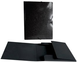 SENFORT Carpeta de folio con gomas y solapas en cartón brillo láser negro