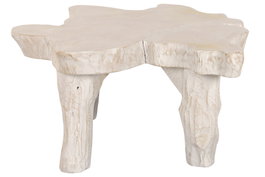 DKD Home Decor Mesa de Centro Raíz de Teca Blanco Decapé
