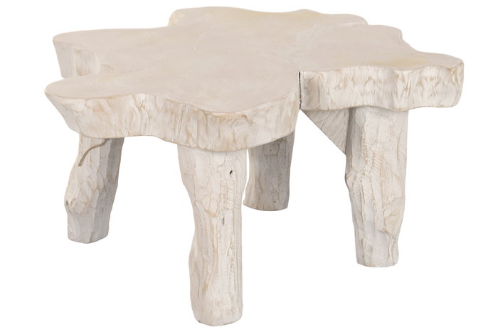 DKD Home Decor Mesa de Centro Raíz de Teca Blanco Decapé