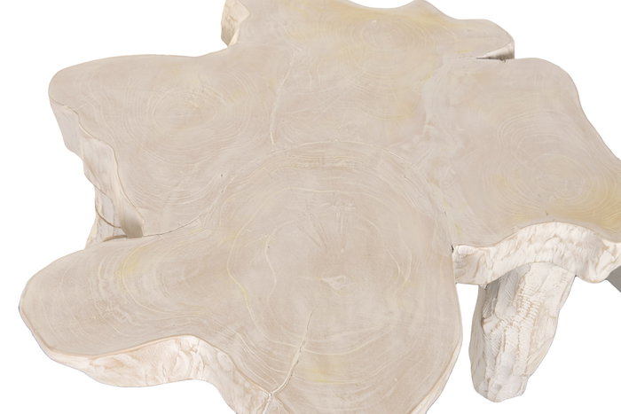DKD Home Decor Mesa de Centro Raíz de Teca Blanco Decapé