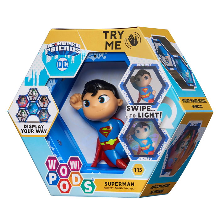 Wow Pods DC Super Friends Superman Figura Coleccionable Interactiva con Luz LED y App 3D Wow Pods DC Super Friends Superman Figura Coleccionable Interactiva con Luz LED y App 3D