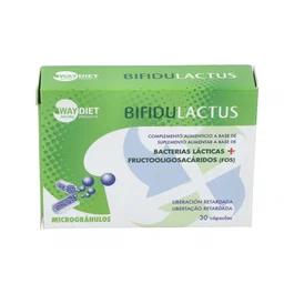 Waydiet Natural Products Bifidulactus - Probiótico con Bifidobacterium y Lactobacillus, 9 Billones UFC, con FOS para la Flora Intestinal y Digestión - 30 Cápsulas