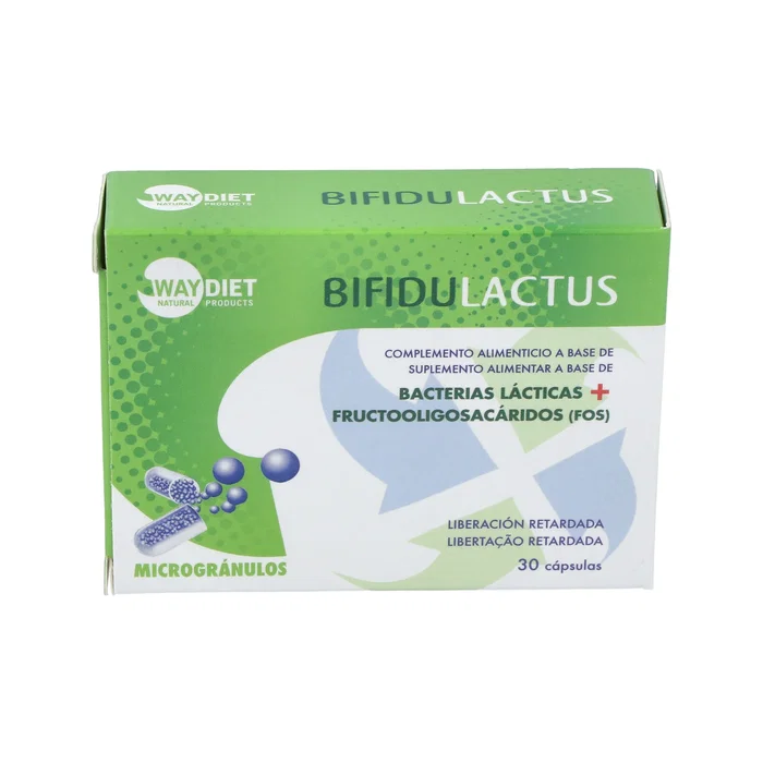 Waydiet Natural Products Bifidulactus - Probiótico con Bifidobacterium y Lactobacillus, 9 Billones UFC, con FOS para la Flora Intestinal y Digestión - 30 Cápsulas Waydiet Natural Products Bifidulactus - Probiótico con Bifidobacterium y Lactobacillus, 9 Billones UFC, con FOS para la Flora Intestinal y Digestión - 30 Cápsulas
