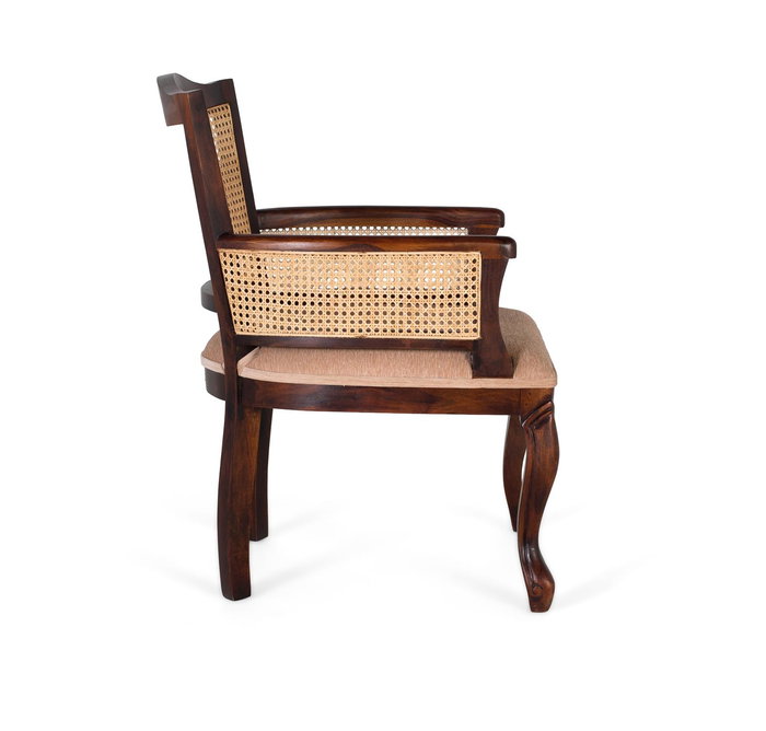 Giner Y Colomer Sillón Clásico de Madera de Acacia con Rejilla y Asiento Tela Beige