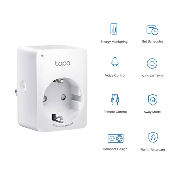 TP-Link Tapo P110 Pack de 2 Enchufes Inteligentes Wi-Fi Blanco