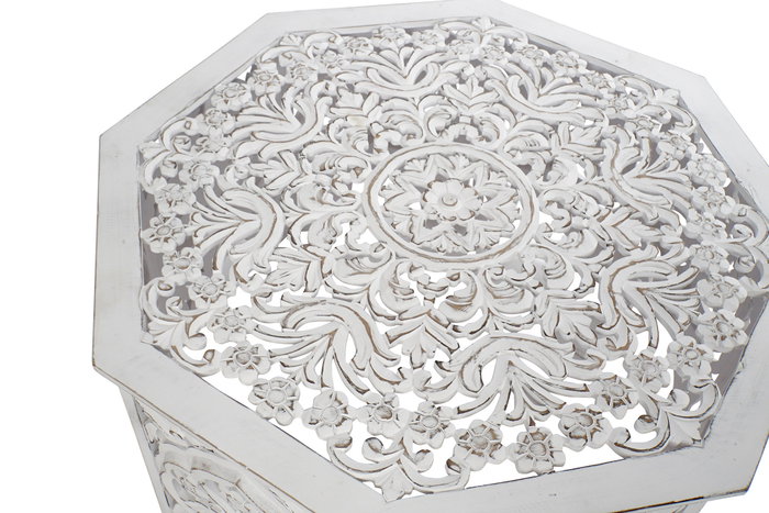 DKD Home Decor Mesa de Centro MDF Blanco Envejecido