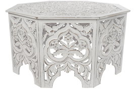 DKD Home Decor Mesa de Centro MDF Blanco Envejecido