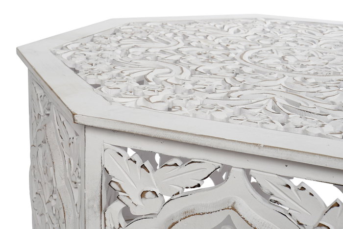 DKD Home Decor Mesa de Centro MDF Blanco Envejecido