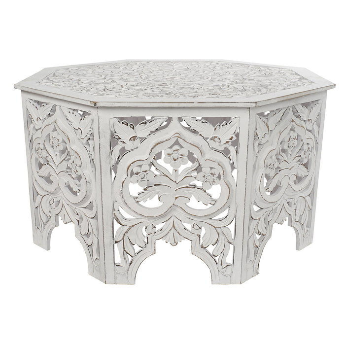 DKD Home Decor Mesa de Centro MDF Blanco Envejecido