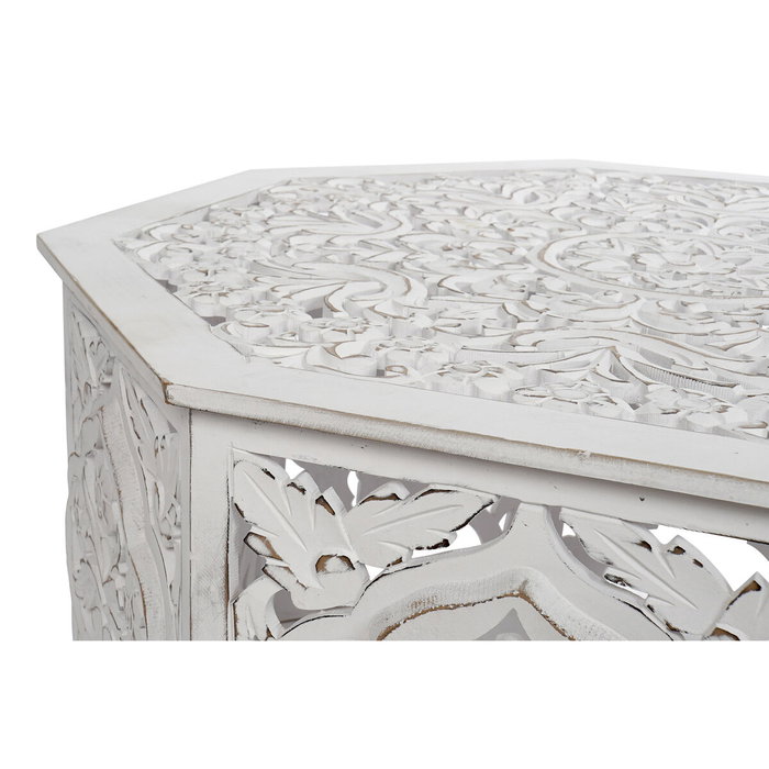 DKD Home Decor Mesa de Centro MDF Blanco Envejecido