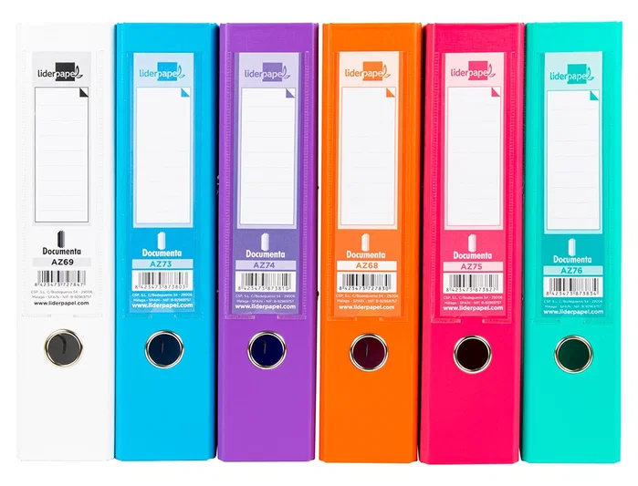 Liderpapel Archivador de palanca A4 forrado en PVC con lomo de 75 mm colores surtidos