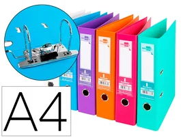 Liderpapel Archivador de palanca A4 forrado en PVC con lomo de 75 mm colores surtidos