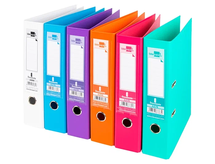 Liderpapel Archivador de palanca A4 forrado en PVC con lomo de 75 mm colores surtidos
