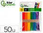 Liderpapel Palitos de Madera para Manualidades Colores Surtidos 11,4x1 cm Bolsa 50 Unidades