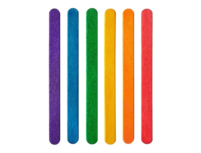 Liderpapel Palitos de Madera para Manualidades Colores Surtidos 11,4x1 cm Bolsa 50 Unidades