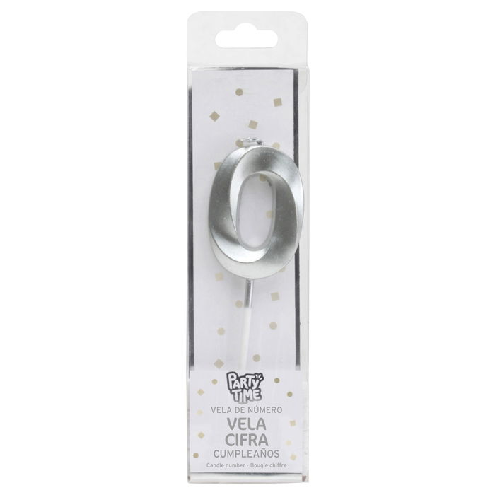 Party Time Vela Aniversario Cifra 0 Plata Party Time Vela Aniversario Cifra 0 Plata
