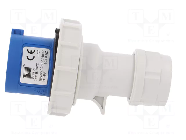 PAWBOL Conector de alimentación AC macho 16A 400VAC IP67