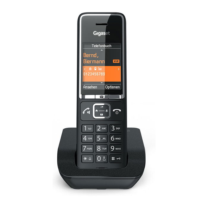 Gigaset Comfort 550 Teléfono Inalámbrico Analógico, Negro/Cromo, Altavoz, Identificador de Llamadas, Agenda 200 Contactos, Pantalla TFT 2.2"