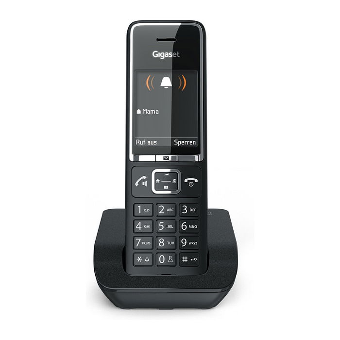 Gigaset Comfort 550 Teléfono Inalámbrico Analógico, Negro/Cromo, Altavoz, Identificador de Llamadas, Agenda 200 Contactos, Pantalla TFT 2.2"