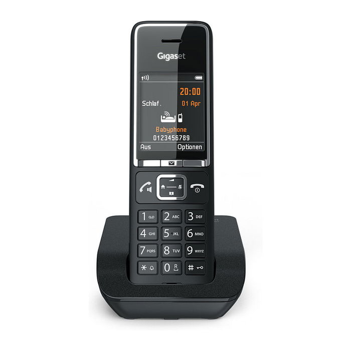 Gigaset Comfort 550 Teléfono Inalámbrico Analógico, Negro/Cromo, Altavoz, Identificador de Llamadas, Agenda 200 Contactos, Pantalla TFT 2.2"