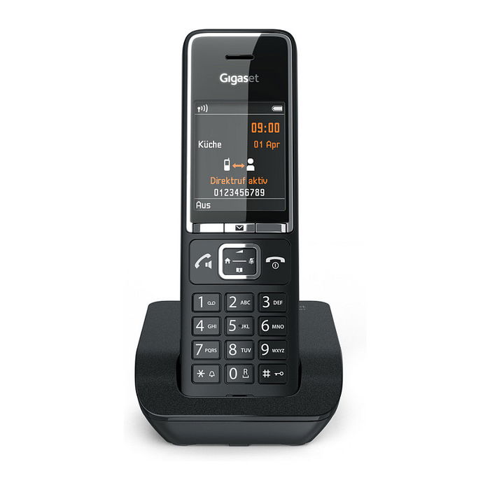 Gigaset Comfort 550 Teléfono Inalámbrico Analógico, Negro/Cromo, Altavoz, Identificador de Llamadas, Agenda 200 Contactos, Pantalla TFT 2.2"