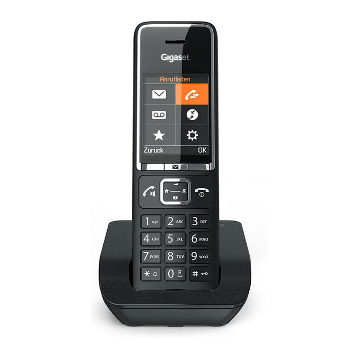 Gigaset Comfort 550 Teléfono Inalámbrico Analógico, Negro/Cromo, Altavoz, Identificador de Llamadas, Agenda 200 Contactos, Pantalla TFT 2.2"