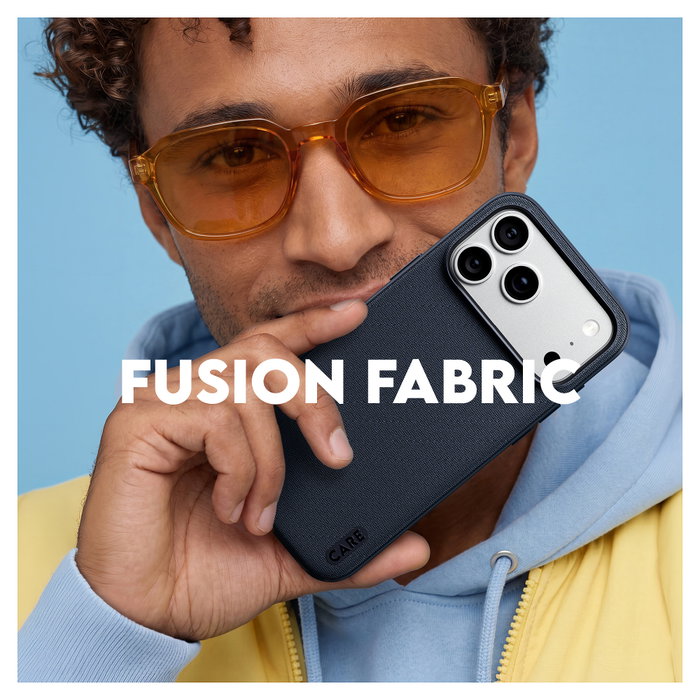 PanzerGlass CARE Fusion Fabric Case Azul con MagSafe para iPhone 17 Pro Max e iPhone 18 Pro Max