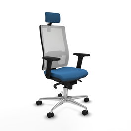 PIQUERAS Y CRESPO Silla de oficina Horna con mecanismo Sincro, Azul claro y Blanco