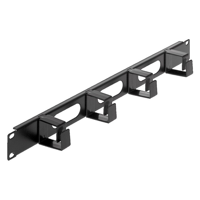 Intellinet Panel de Gestión de Cables 19 Pulgadas 1U, 4 Anillos Plásticos Cortos, Negro, 483 mm Ancho, Incluye Kit de Montaje