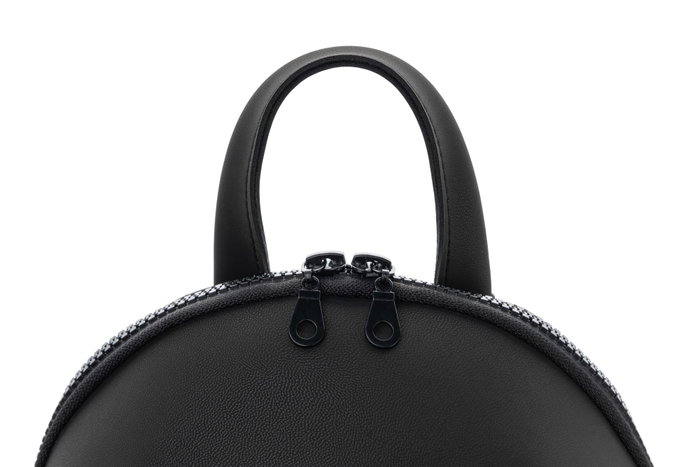 Lucky Bees 1245 Mochila de Piel Negra para Mujer, 23x11x27 cm