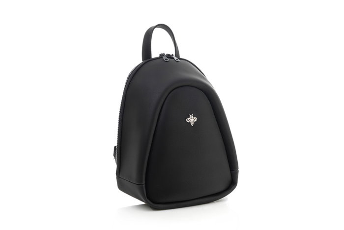 Lucky Bees 1245 Mochila de Piel Negra para Mujer, 23x11x27 cm