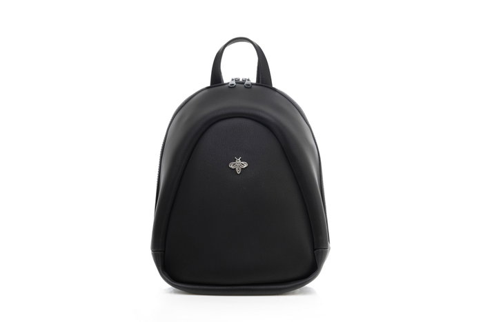 Lucky Bees 1245 Mochila de Piel Negra para Mujer, 23x11x27 cm