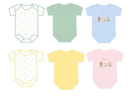 DKD Home Decor Set de 3 Bodies para Bebé en Algodón Surtido de Colores