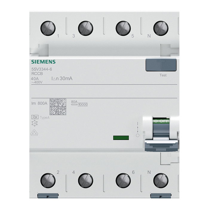 Siemens Interruptor diferencial 5SV3344-6 Tipo A 40A 3+N-pol 30mA 400V 4TE