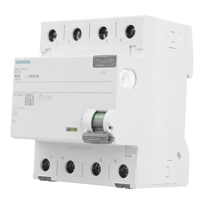 Siemens Interruptor diferencial 5SV3344-6 Tipo A 40A 3+N-pol 30mA 400V 4TE