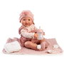 Muñecas Antonio Juan Muñeca Recién Nacida Mia Pipi Manta 50160 con Sonido Real, Cierra Ojos y Biberón, Multilingüe (ES/EN/FR/DE/IT/PT), +3 años