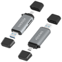 AISENS Lector de Tarjetas ASCR-2AC11-GR Gris USB-C y USB-A