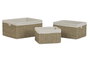 DKD Home Decor Set de 3 Cestas de Seagrass y Algodón Natural y Blanco