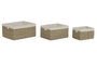 DKD Home Decor Set de 3 Cestas de Seagrass y Algodón Natural y Blanco