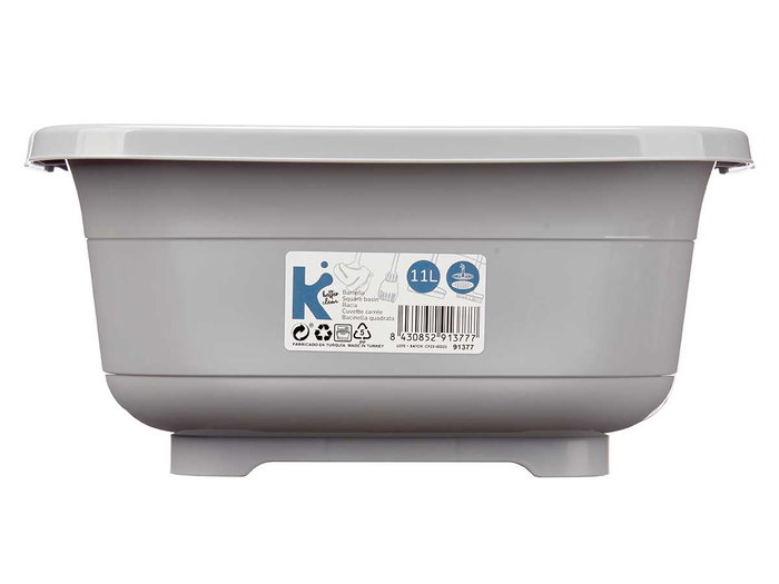 Arte Regal Barreño Cuadrado 11 L Gris con Tapón para Fregadero 35x16x34 cm (Set de 12)