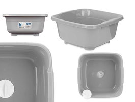 Arte Regal Barreño Cuadrado 11 L Gris con Tapón para Fregadero 35x16x34 cm (Set de 12)