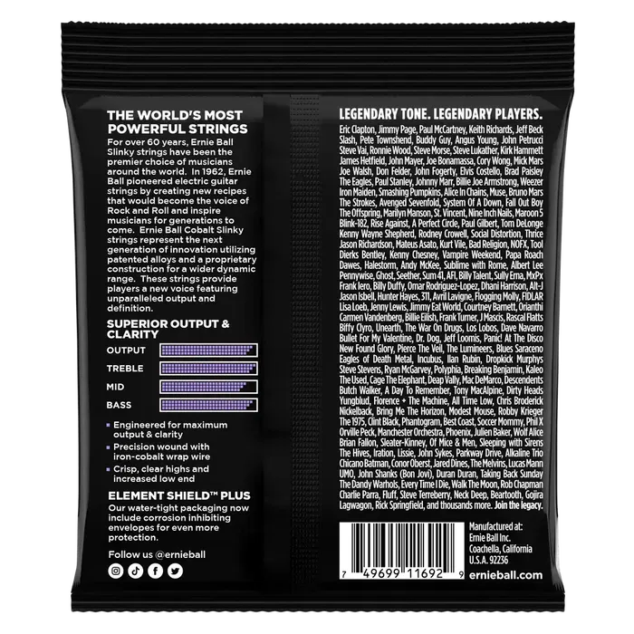 Ernieball Cobalt Slinky Ultra 10-48 Juego de Cuerdas Eléctrica: Máxima Salida y Claridad con Tecnología Cobalt