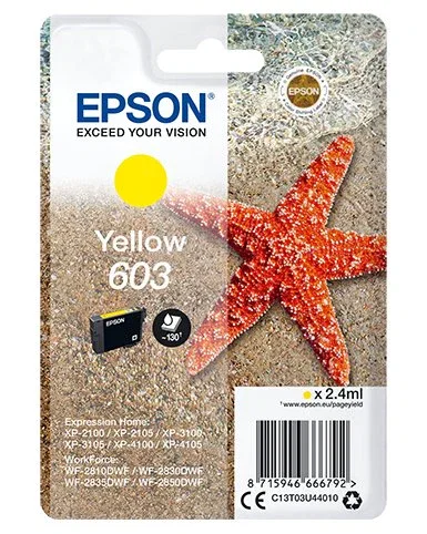 Epson C13T03U44020 Cartucho de Tinta Original Amarillo 603 Rendimiento Estándar 1 Unidad - Compatible con Expression Home XP-2100, XP-3100, XP-4100, WorkForce WF-2850DWF