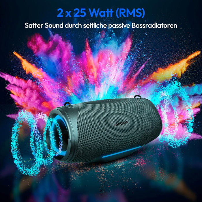 Medion Altavoz Bluetooth L 50W 47h Batería IPX7 Iluminación RGB