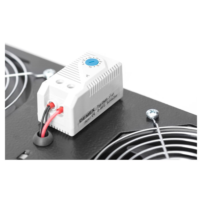Digitus Unidad de Ventilador de Techo para Armarios Murales de 483 mm (19"), Incluye 2 Ventiladores Integrados, 276 m3/h, Acero Inoxidable, Negro