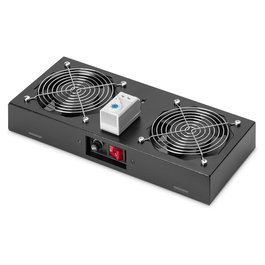 Digitus Unidad de Ventilador de Techo para Armarios Murales de 483 mm (19"), Incluye 2 Ventiladores Integrados, 276 m3/h, Acero Inoxidable, Negro